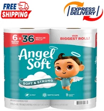 Angel Soft Toilet Paper, 6 Super Mega Rolls = 36 Regular Rolls, Soft
