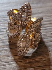 Goldtone Cubic Zirconia Cocktail Dinner Ring Size 5 Women's Fashion Jewelry