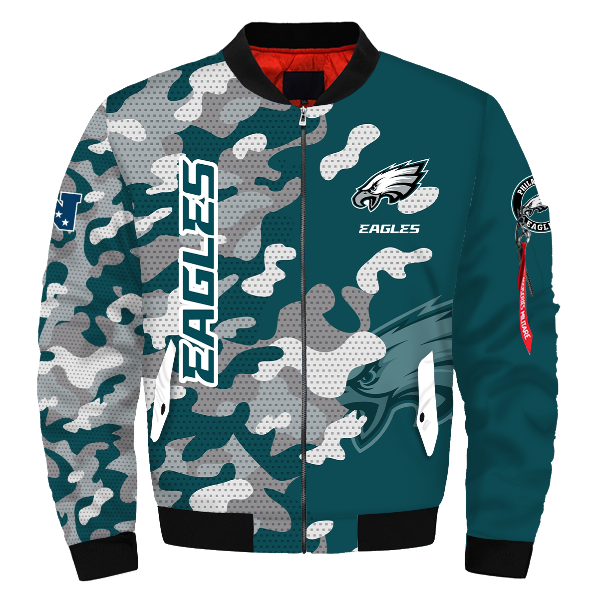 Philadelphia Eagles Mens Bomber Jacket Football Thicken Coat Zip Pockets Outwear eBay