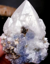 88g NATURAL Castle cactus skeletal Elestial QUARTZ Crystal Point&Fluorite r258