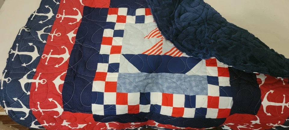 Juego de vellón de punto burbuja edredón redondo para bebé apliques de velero Foto 2 de 4