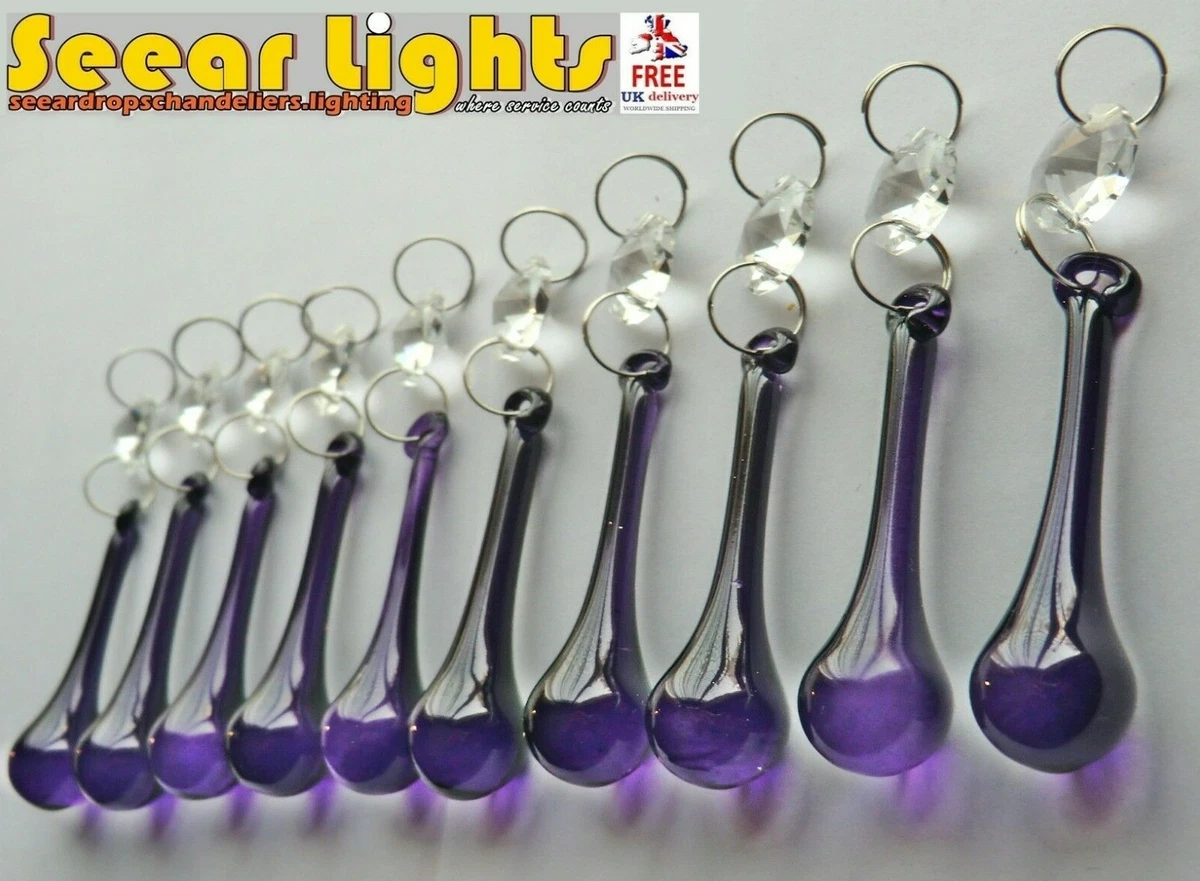 PURPLE CHANDELIER CRYSTALS ORB SHAPE GLASS BEADS DROPS DROPLETS LAMP LIGHT PARTS