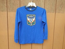 POLO RALPH LAUREN T Shirt Youth Size L 14 - 16 Blue Long Sleeve Crew Neck Boys