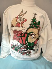 vtg 1994 looney tunes christmas sweatshirt bugs bunny And Tasmanian Devil