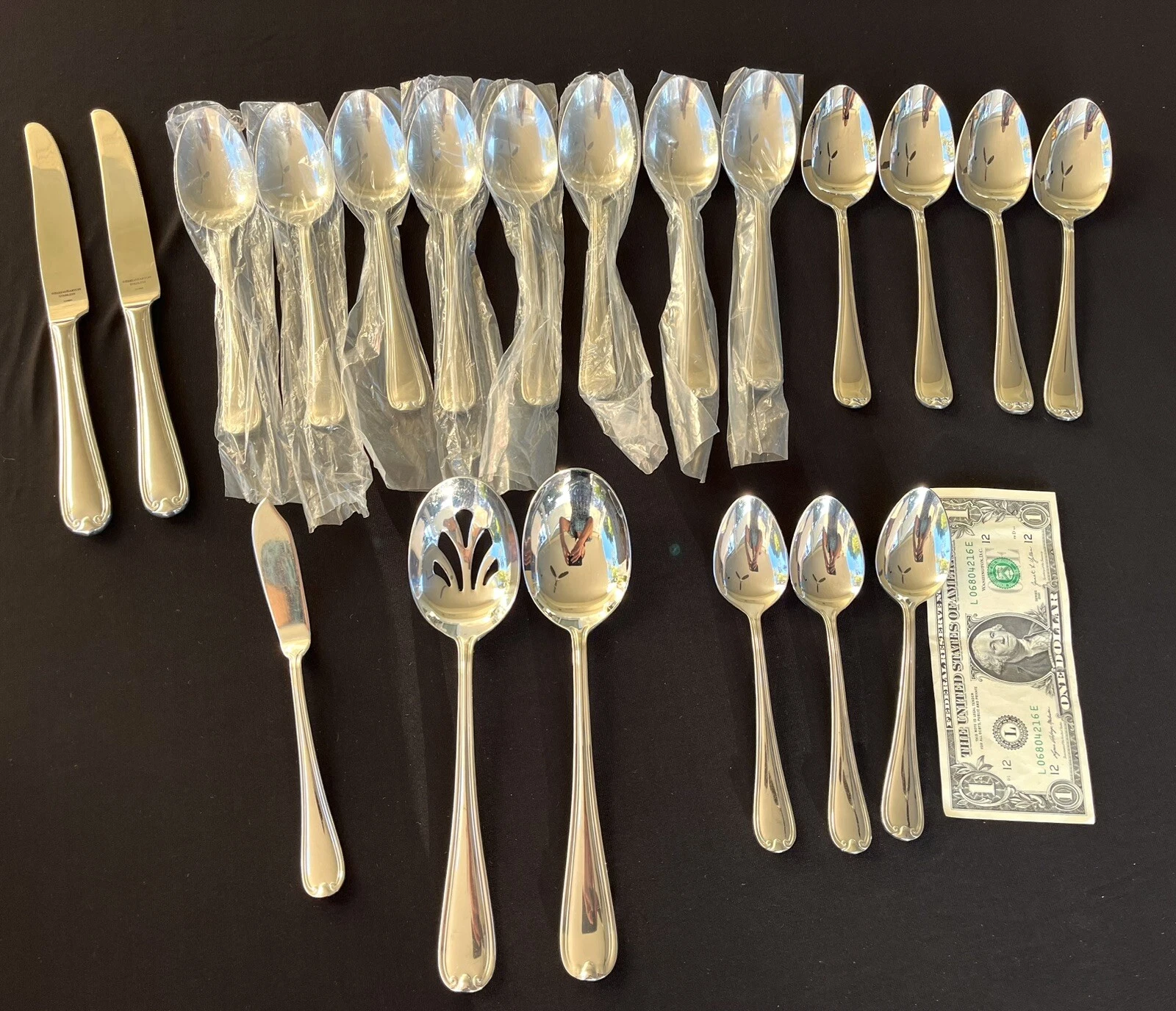 20 Pcs REED & BARTON Colby Scroll Tip Glossy Stainless Steel Flatware Lot Mint