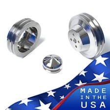 Small Block Ford Pulleys 289 302 351W V-Belt Kit 2V 4 Bolt SBF Underdrive 2V