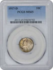 1917-D Mercury Silver Dime MS65 Colorful Toning PCGS