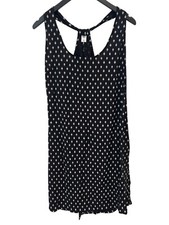 Old Navy Sleeveless Scoop Neck Tunic Mini Dress Womens L Printed Black White NEW