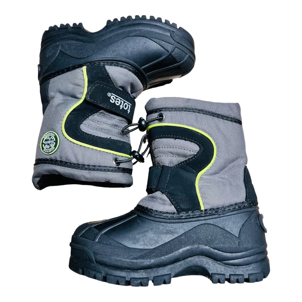 TOTES Fairy-T Gris Negro Lona Invierno Botas Niño Pequeño Niños Pequeños Talla 10 Nieve Foto 4 de 4