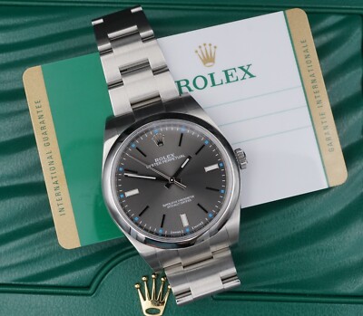 Rolex Oyster Perpetual 114300 39mm 2018 Dark Rhodium Rhodium Dial Box Card W1132