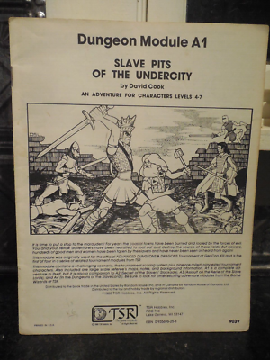 AD&D Module A1 Slave Pits Of The Under City – TSR, Complet, état Correct