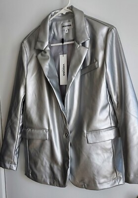Vigoss Size S Silver Faux Leather Blazer