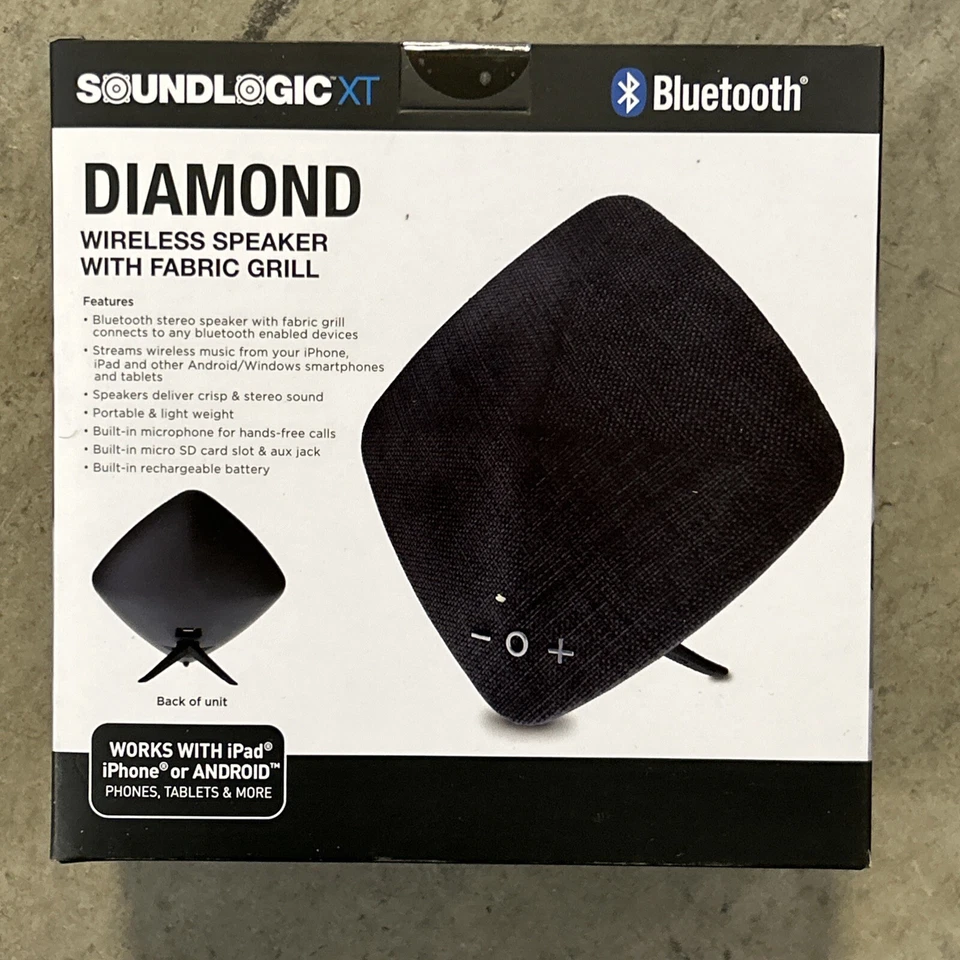 Soundlogic XT Diamond Bluetooth Wireless Speaker With Fabric Grill  (Black) - Image 2 of 4