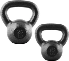 CAP Barbell Black Kettlebell Cast Iron Kettlebell, 15 LBS+20 LBS Kettlebell, NEW