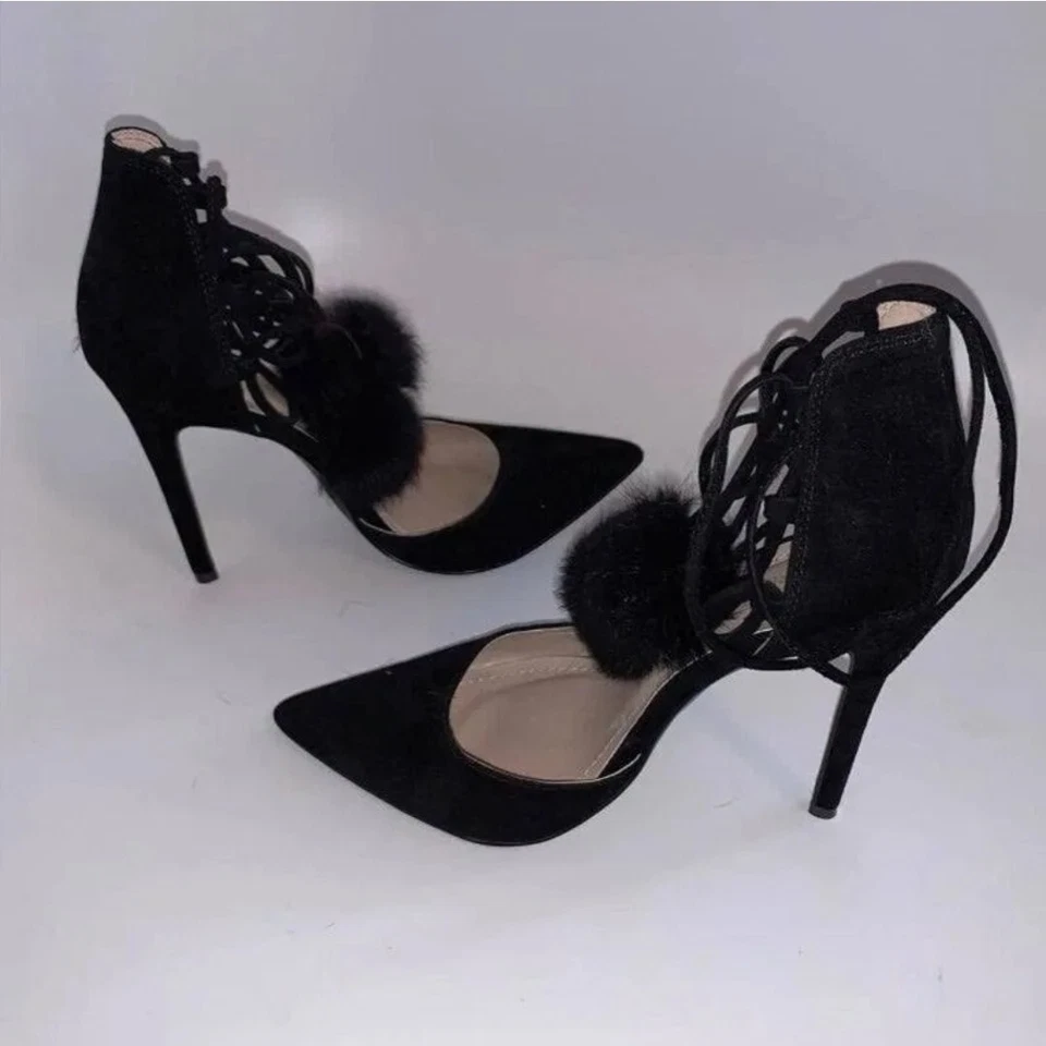 Zapatos Republic LA pompón de piel sintética con cordones de gamuza tacones/bombas/tacones de aguja  Foto 2 de 4