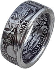 925 Sterling Silver Ring Vintage Morgan Silver Dollar Coin Design Ring American