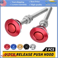 Universal 1.25" Hood Pins Quick Release Lock Latch Bumper Aluminum Upgrade Red