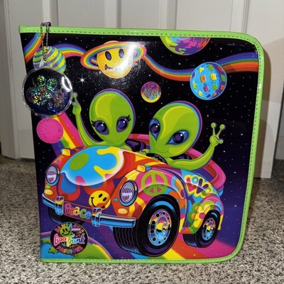 Vintage Lisa Frank Zoomer And Zorbit Aliens Large 3 Ring Zip
