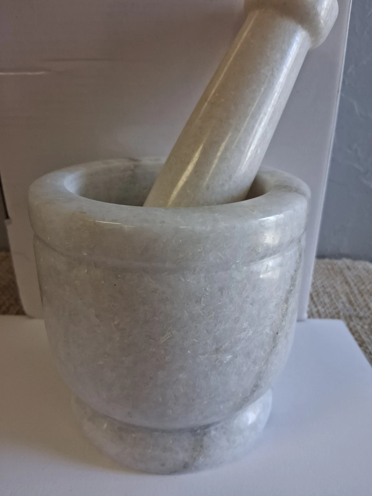 Marble Mortar and Pestle Spice Herb Grinder Khal Dasta Fine Marble 5 Inch Tall