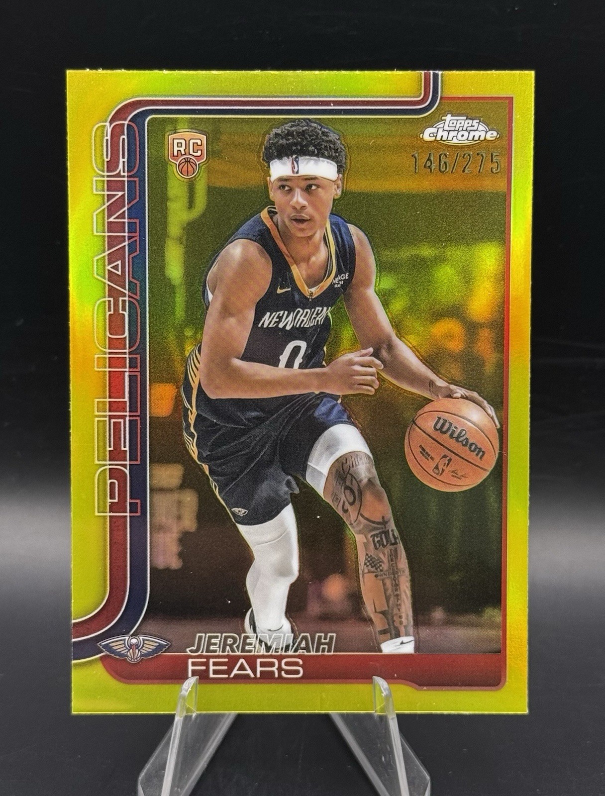 Jeremiah Fears 2025 Topps Chrome #257 Yellow Refractor Rookie RC /275