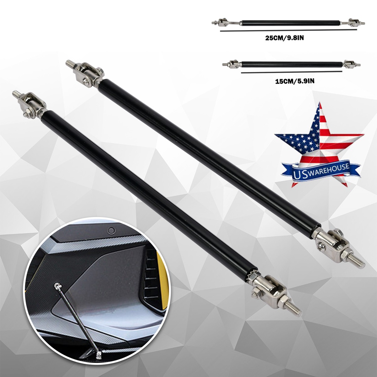 For Nissan Altima Carbon Fiber Front Bumper Lip Splitter Body Kits + Strut Rods