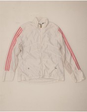 ADIDAS Womens Tracksuit Top Jacket UK 16 Large White Polyester BO15