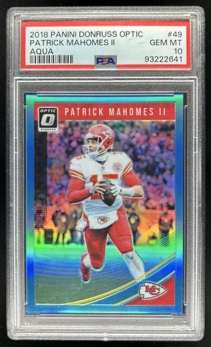 2018 Panini Donruss Optic Patrick Mahomes II Aqua Prizm #/299 Chiefs PSA 10