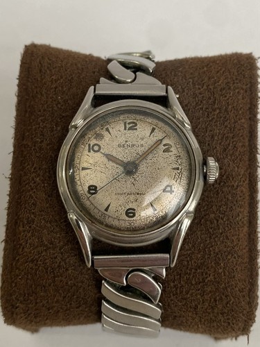 Benrus Shock Absorber patina Dial SS Runs.