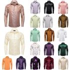 Mens Shirt Green Paisley Long Sleeve Regular Set Wedding Formal Casual