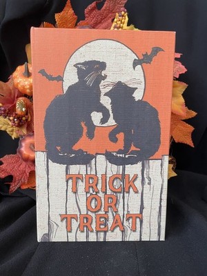 Tkmaxx Halloween Böse Hexe Katzen Vintage Trick or Treat Buch Geheimbox    