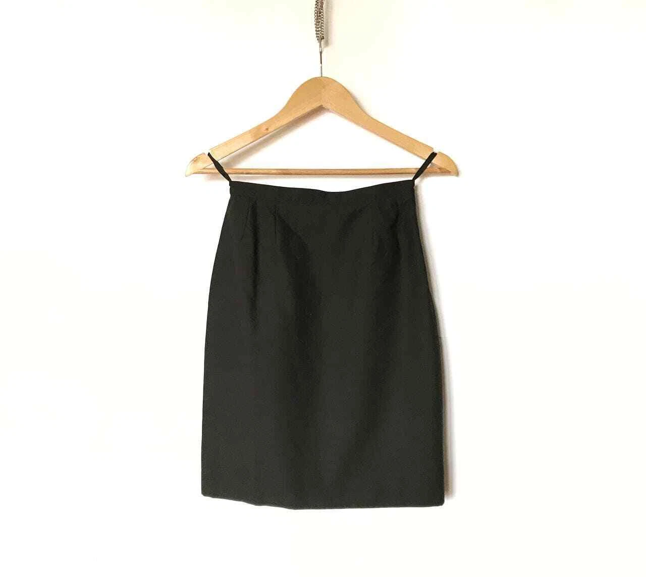 Vintage KARL LAGERFELD France Black Cotton High Rise Pencil Skirt Size 36