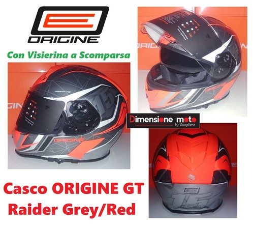 Casco Integrale Doppia-Visiera ORIGINE GT Raider Grey-Red Taglia L 59/60 cm  | eBay