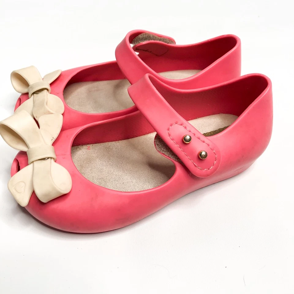 Мини Melissa девочек Мэри Джейн туфли розовый белый бант ultragirl заглянуть носок бант 8 - Изображение 4 из 4