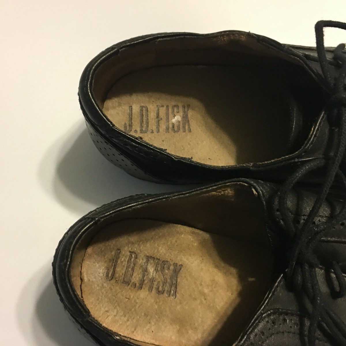 J D Fisk Oxford Dress Shoes lace up Genuine Leather Black 
