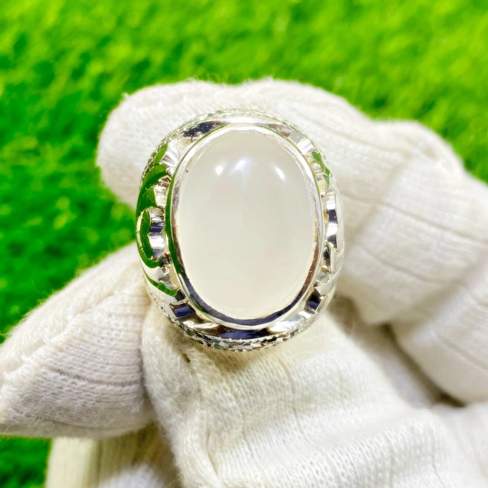 Anillo de piedra lunar natural anillo de piedra lunar original anillo de piedra lunar real para mujer Foto 2 de 4