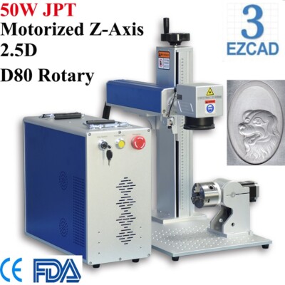 Relief Engraving 50W JPT Fiber Laser Marking Machine EZCAD3.0 Motorized Z-Axis