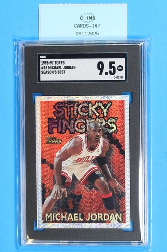 1996-97 TOPPS #18 MICHAEL JORDAN SEASON'S BEST SGC 9.5 STICKY FINGERS CARD-147