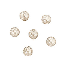 100 Bright Silver 6mm Dimpled Textured Round Brass Metal Spacer Beads