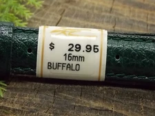 ZRC Vintage NOS Unused Watch Band 16mm Green Buffalo w Gold Tone Buckle