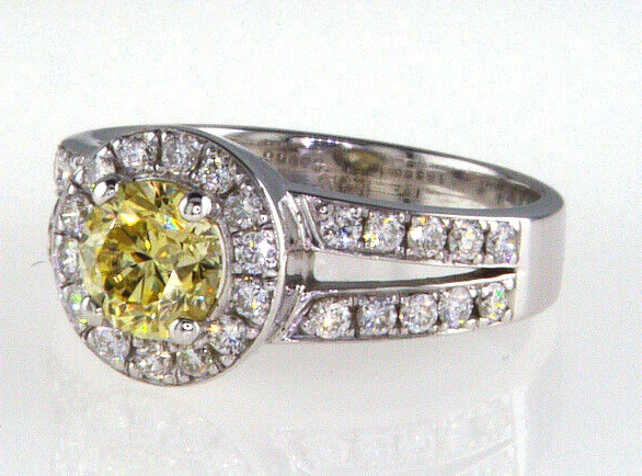 Anel de diamante 1,5 CT amarelo extravagante cor natural corte redondo brilhante certificado GIA - Imagem 3 de 4