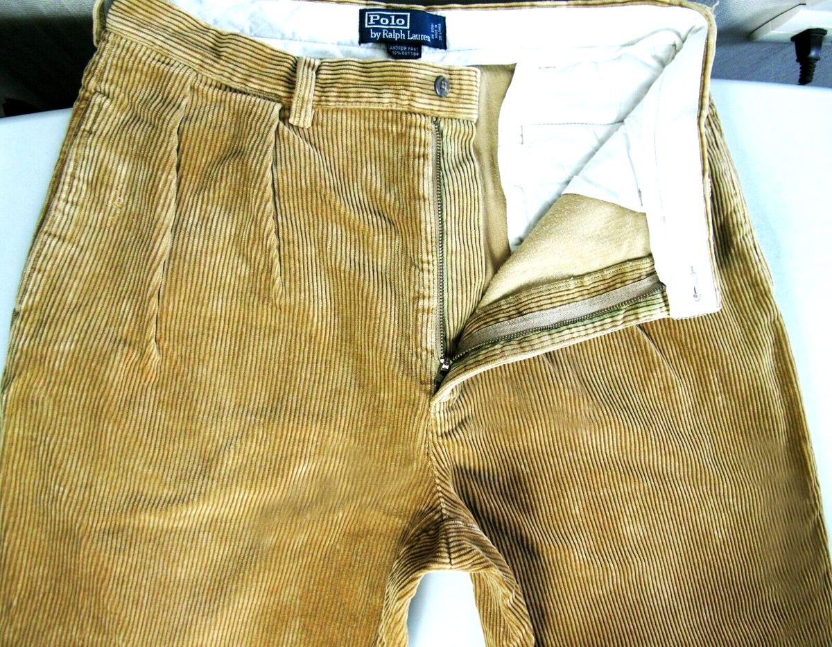 HOT VTG Men's POLO RALPH LAUREN @ ANDREW BROWN CORDUROY PANTS 36