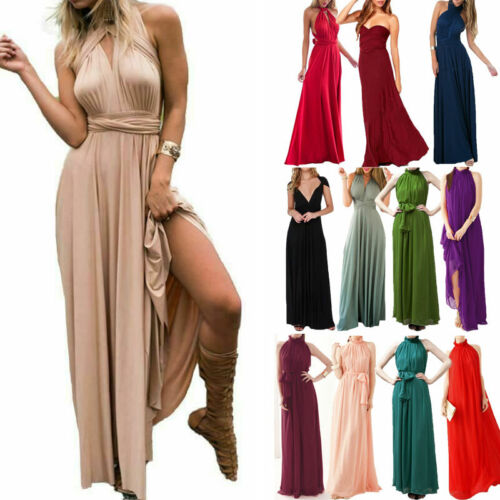 Mujer Noche Multidireccional Envuelva Dama Honor Formal Vestido Largo Playa " - Imagen 1 de 25