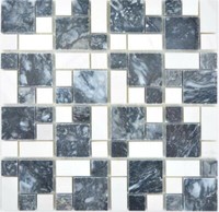 Naturstein Marmormosaik Schwarz Weiss Anthrazit KüChe 88-0302 I 10 Mosaikplatten