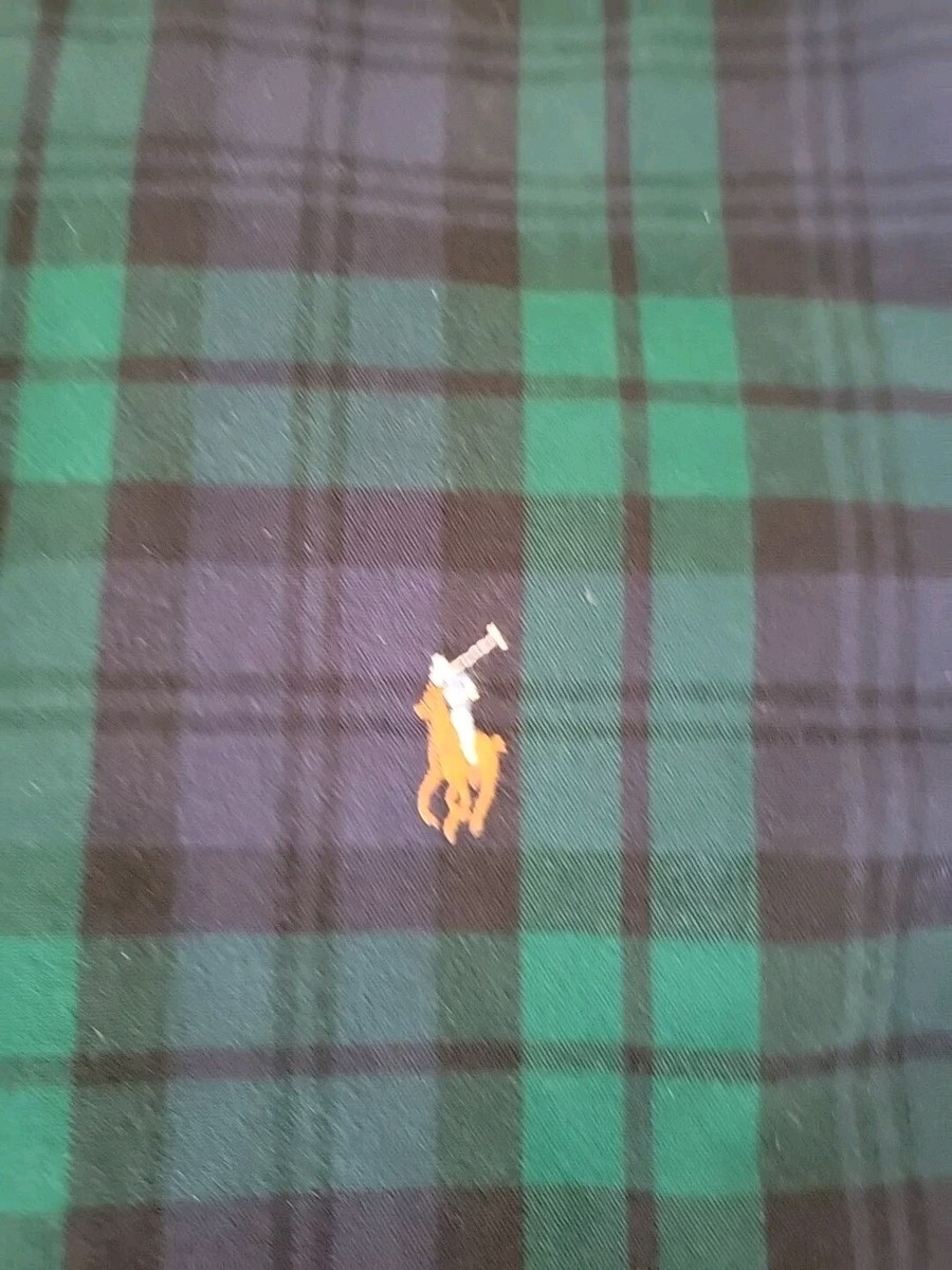 Polo Ralph Lauren Shirt Mens L Green Blue Plaid Flannel Long Polo Ralph Lauren Shirt Mens L Green Blue Plaid Flannel Long