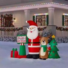 Home Accents 6.5 ft LED Santa Scene Santa Stop Here Reindeer Tree New