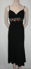David Meister Women's Black Embroidered Multi Flower Rhinestones Dress | Size 12