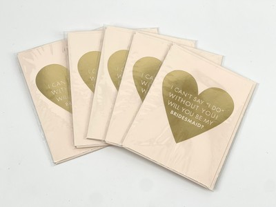 NEW Paper Source Bridesmaid Proposal Cards Envelope Gold Blush Pink Set Of 5