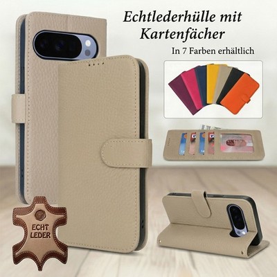 Handyhülle für Pixel Echt Leder Tasche Case Cover Schutzfolie Wallet Schwarz