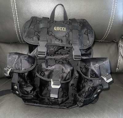 Gucci Off The Grid Black Monogram Backpack- Preowned 100% authentic $2100 retail
