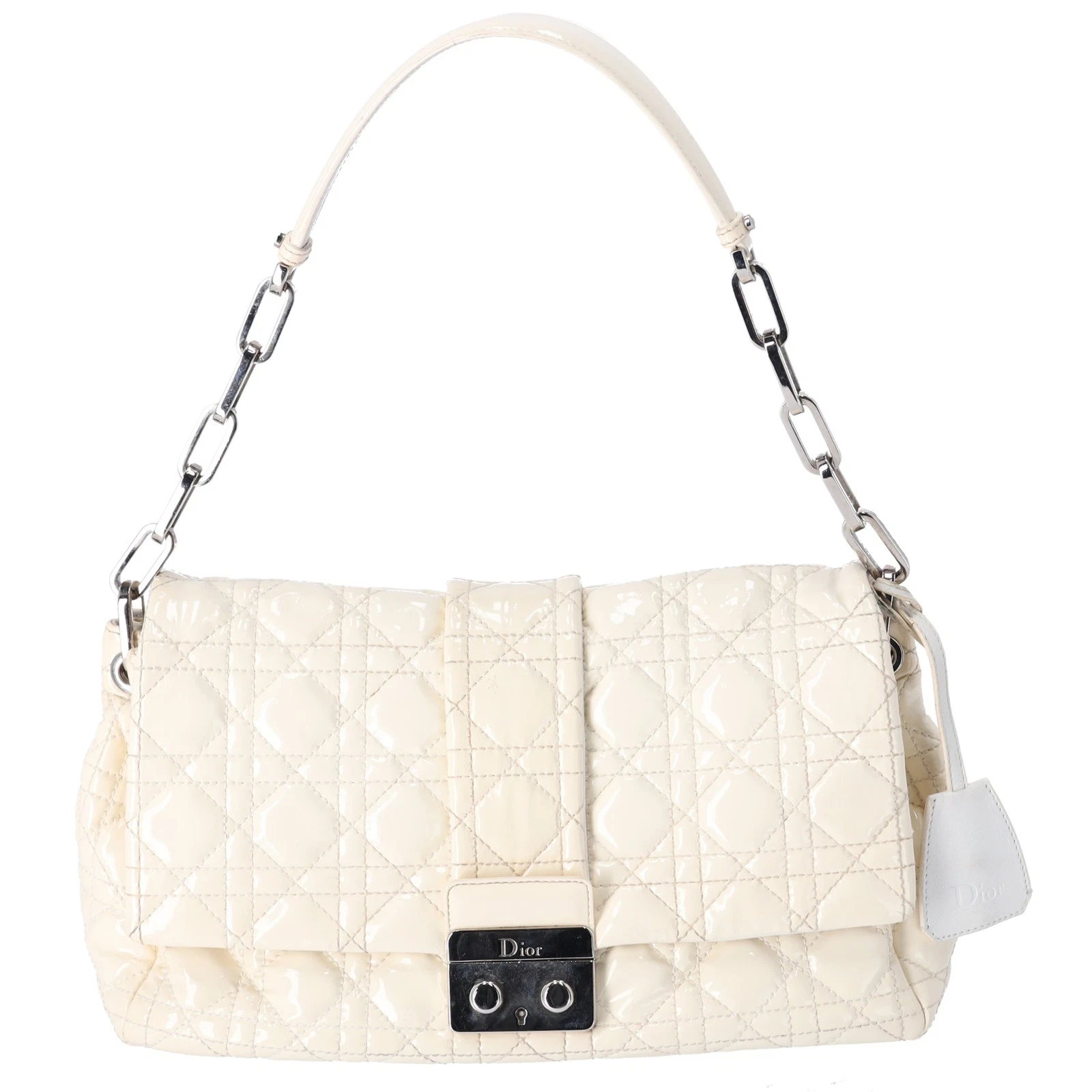 Borsa a tracolla Christian Dior nuova chiusura M9803 crema vernice pelle